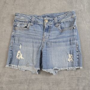 Seven7 Light Blue Distressed Denim Shorts